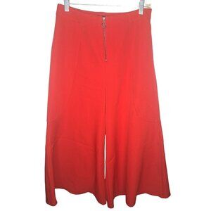 New Romeo Juliet Pants Flare Wide Leg Couture Red High Waist Flowy Crop Palazzo